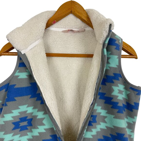 Smiths American Aztec Pattern Fleece Vest Sz Medium Full Zip Faux Sherpa Lining - Picture 5 of 10